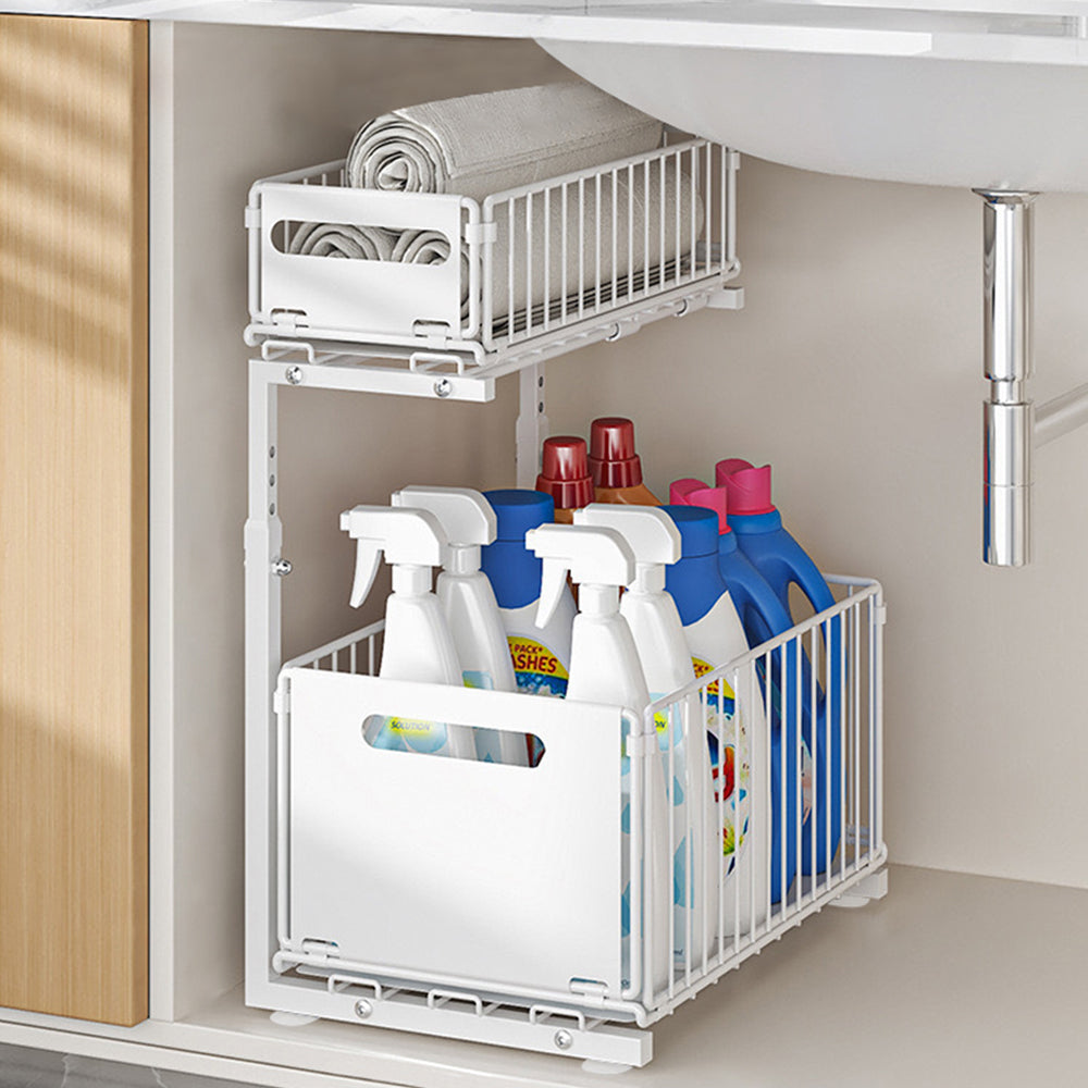 Royallure Pull-Out Under Sink Organizer 2-Tier Adjustable Sliding Shelf for Cabinets