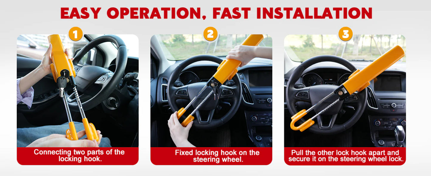 RoyaleGlow Car Steering Wheel Lock - High Visibility Security