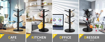 Luxora Cup Mug Holder Tree – Stylish Wooden Organizer