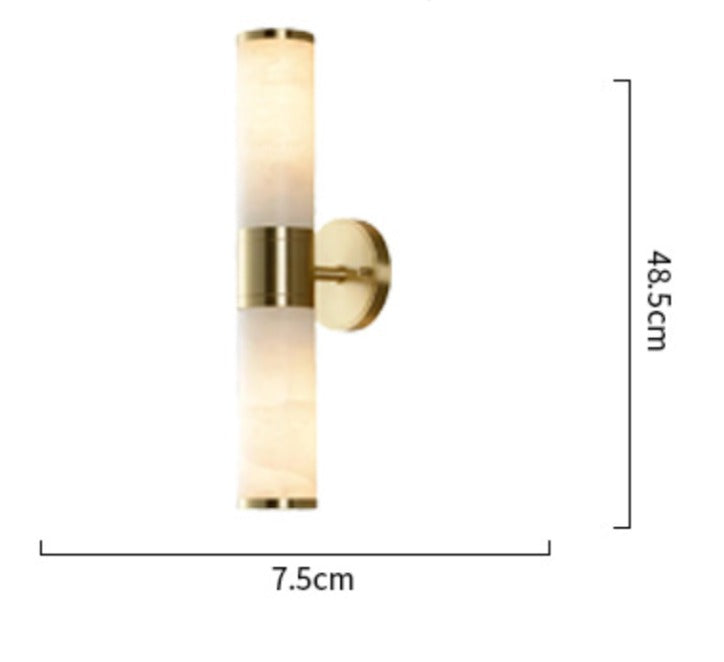 RoyaleGlow Art Deco Alabaster Sconce - Antique Brass Cylindrical Wall Lamp - Royale Basic