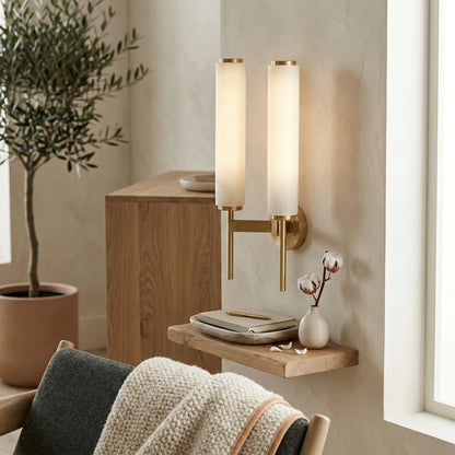 LuxRoyale Spanish Marble Wall Sconce - All Copper Minimalist Wall Light