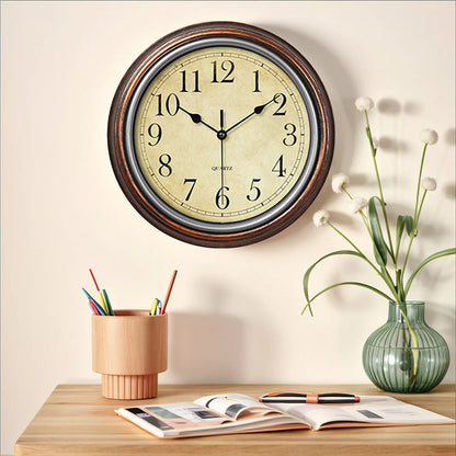 Royallure Classic Wooden Style Wall Clock Decor with Silent Movement for Home and Kitchen