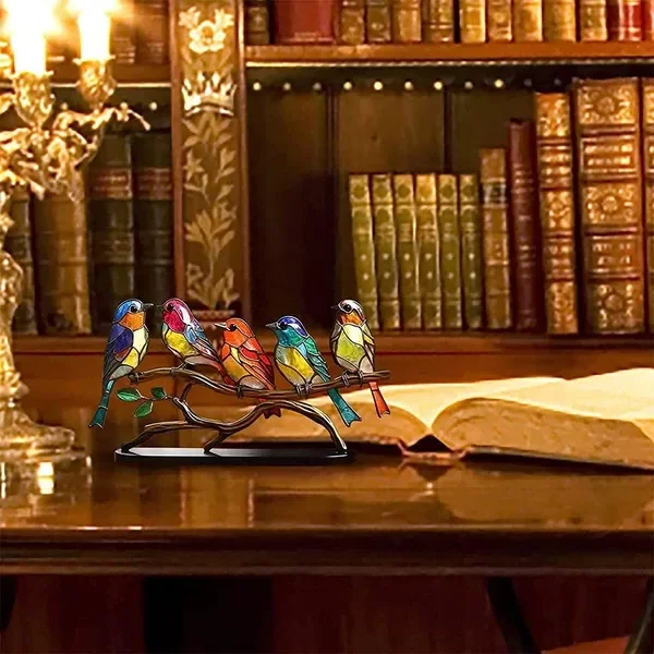 Luxora Colorful Birds on Branch Desktop Ornaments Decor