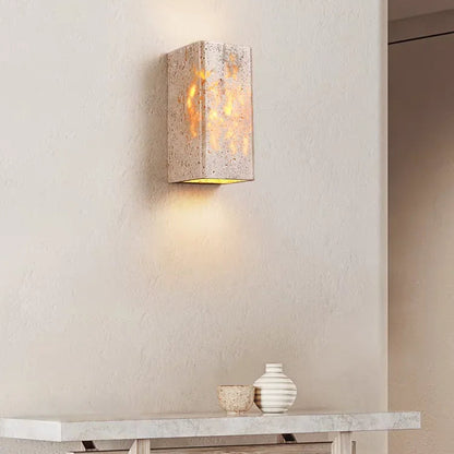 RoyaleGlow Natural Travertine Wall Sconce with Up-Down LED Illumination, IP65