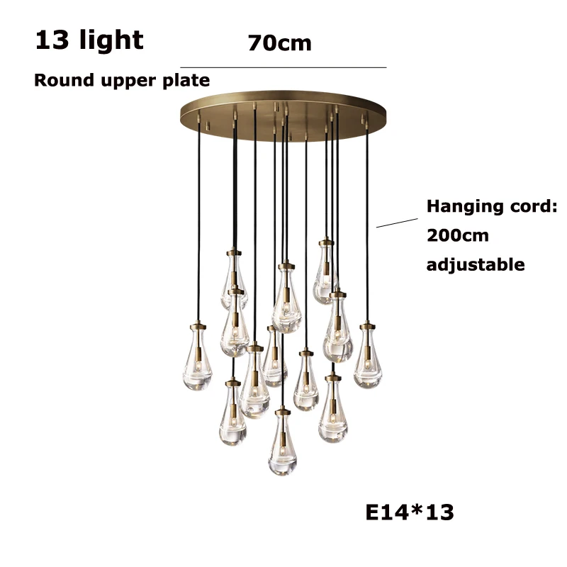 Royelux Artisan Teardrop Chandelier - Modern LED Glass Droplet Ceiling Light
