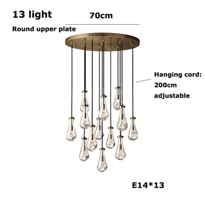Royelux Artisan Teardrop Chandelier - Modern LED Glass Droplet Ceiling Light