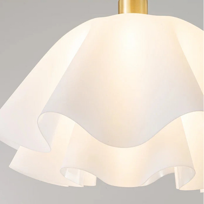RoyaleGlow Pleated White Ruffled Ceiling Light with Brass Base