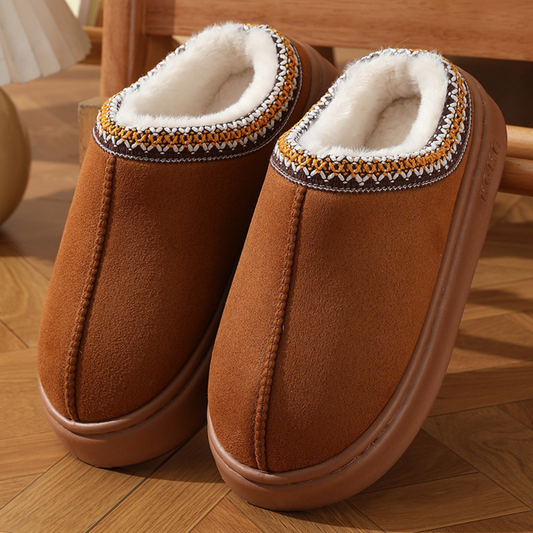 Luxora Fluffy Insole Platform Slippers Winter Slip On Faux Fur Shoes