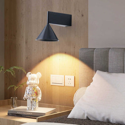 RoyaleGlow Minimalist Cone Wall Sconce - Black Brushed Aluminum Up Down Light