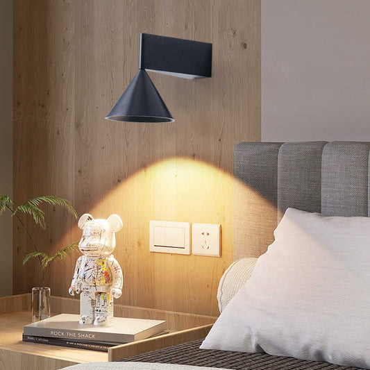 RoyaleGlow Minimalist Cone Wall Sconce - Black Brushed Aluminum Up Down Light
