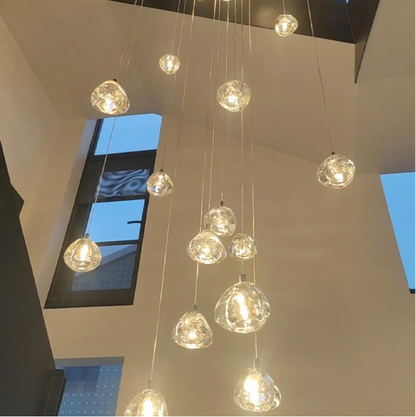 LuxRoyale Cascading Crystal Drop Chandelier for Staircase Entryway Lighting