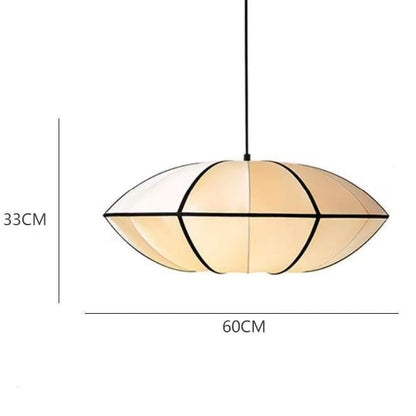 LuxRoyale Mid-Century Modern Oval Pendant Light with Black Trim & Fabric Shade