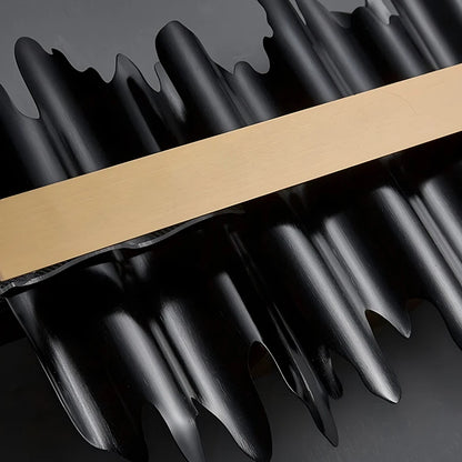 RoyaleGlow Linear Chandelier-Modern Dining Room Gold & Black Acrylic LED Light