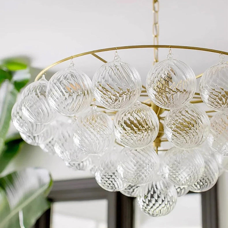 LuxRoyale Glass Bubble Chandelier-Modern Gold Orb Pendant Light Fixture