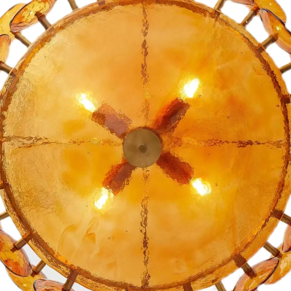 RoyaleGlow Modern Amber Glass Disc Chandelier Hanging Light Fixture For Dining Room