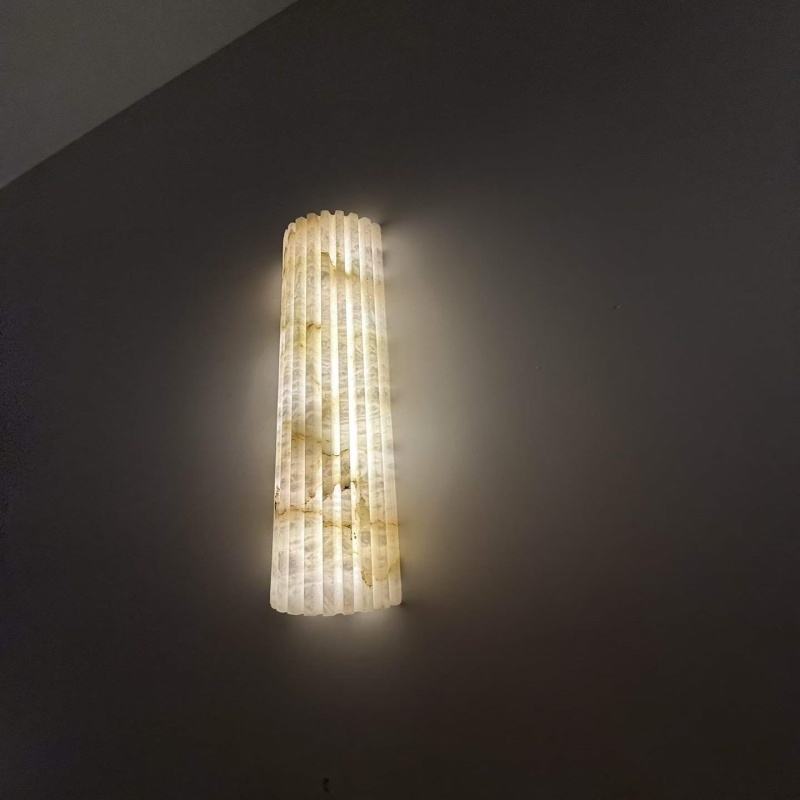 Royelux Fluted Alabaster Wall Sconce - Elegant Column Design for Soft Ambient Light