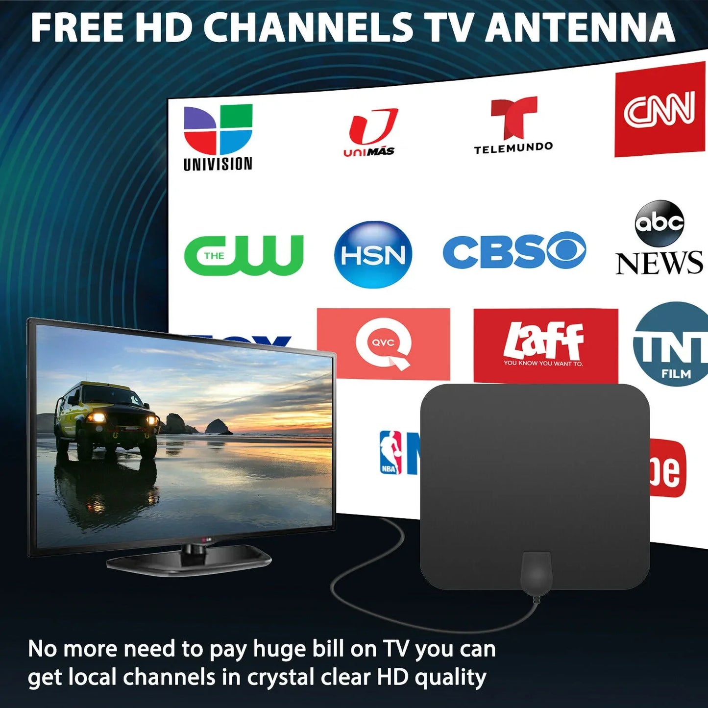 Luxora 300 Miles Indoor Digital Amplified HDTV Antenna W/ Signal Booster