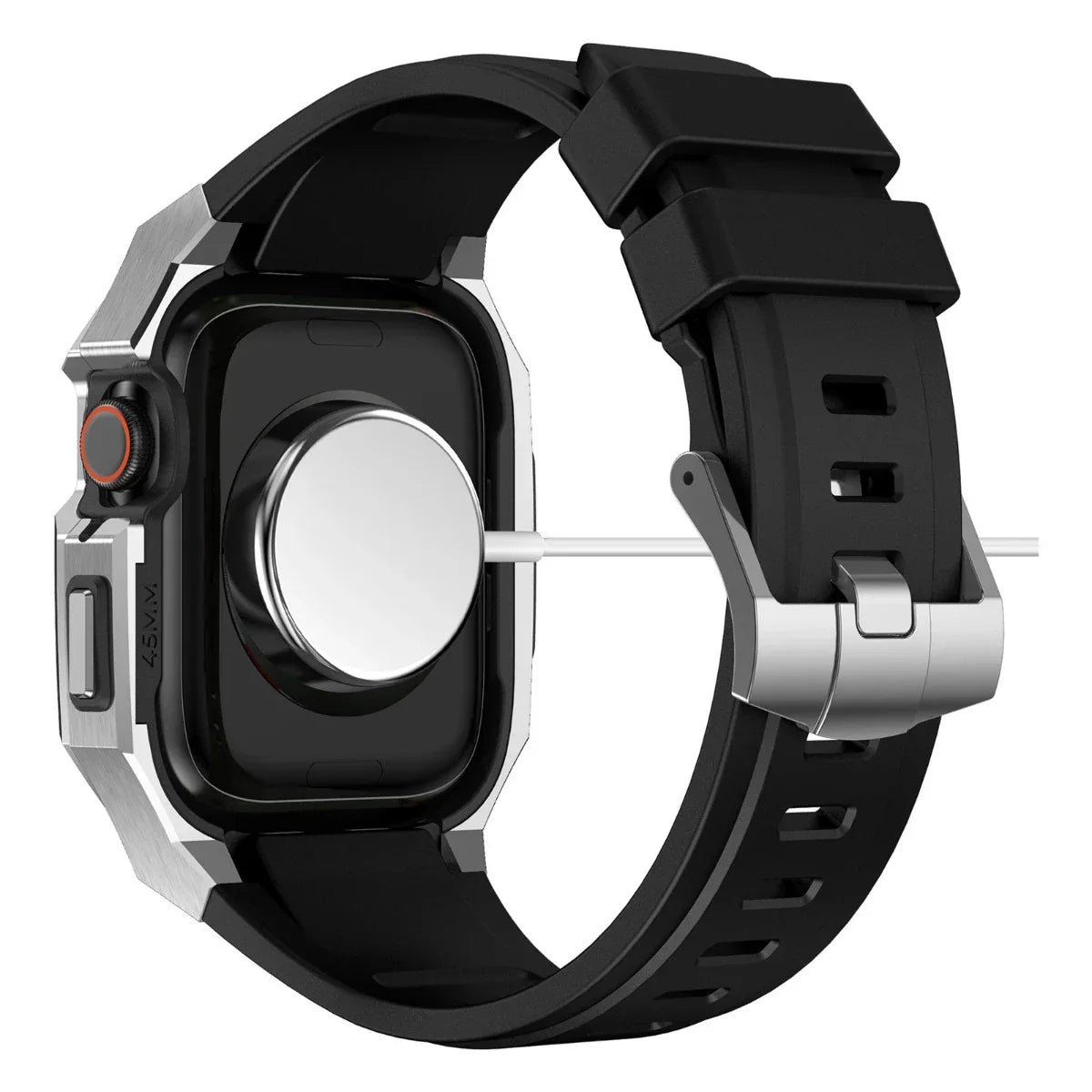 RoyaleGlow AP9009 Fluororubber Band Stainless Steel Case For Apple Watch