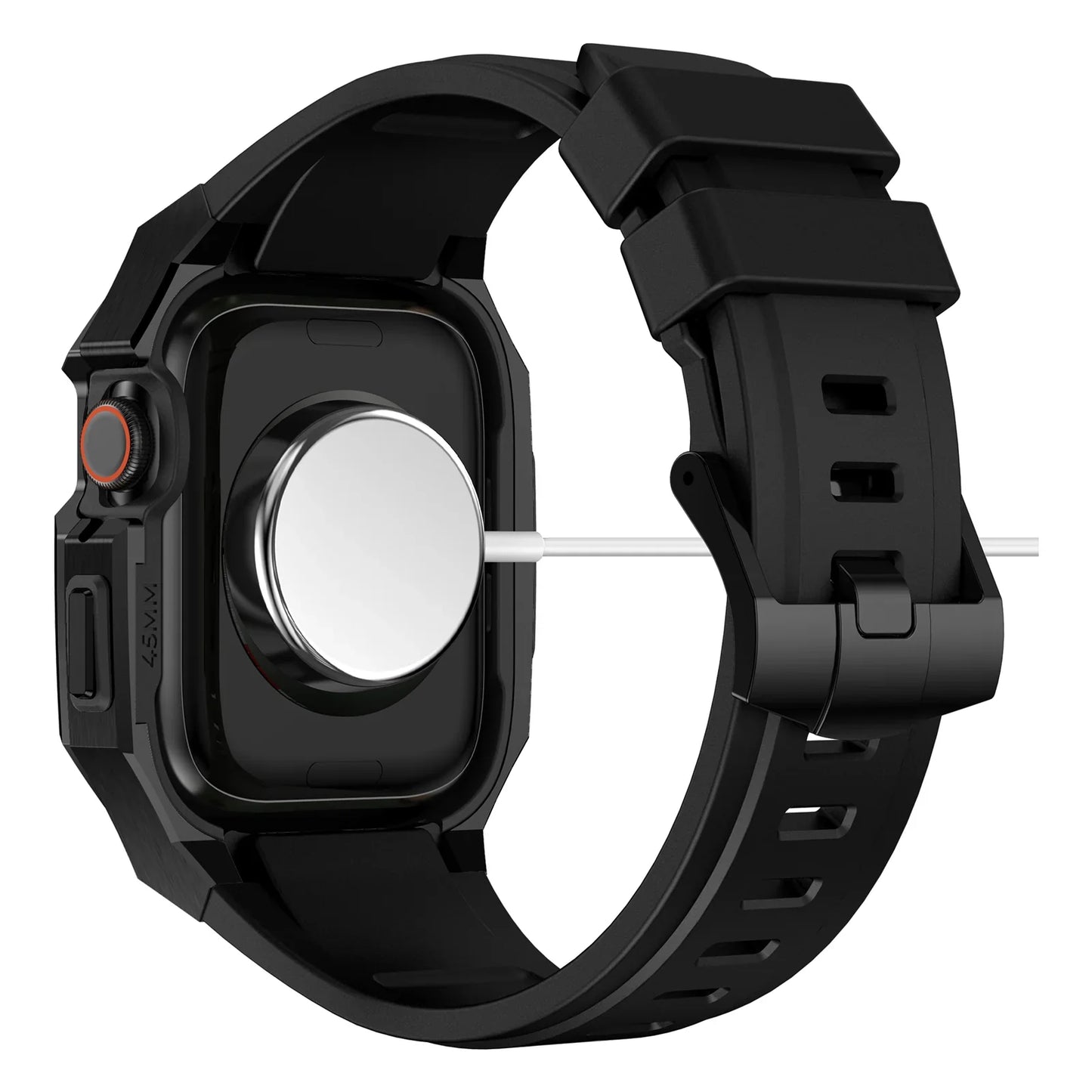 RoyaleGlow AP9009 Fluororubber Band Stainless Steel Case For Apple Watch