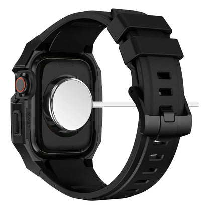 RoyaleGlow AP9009 Fluororubber Band Stainless Steel Case For Apple Watch