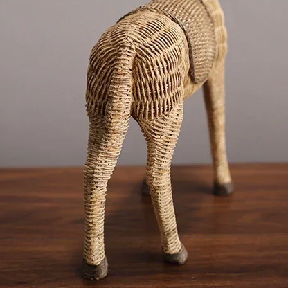 LuxRoyale Handwoven Rattan Horse Sculpture - Rustic Farmhouse Wicker Animal Decor
