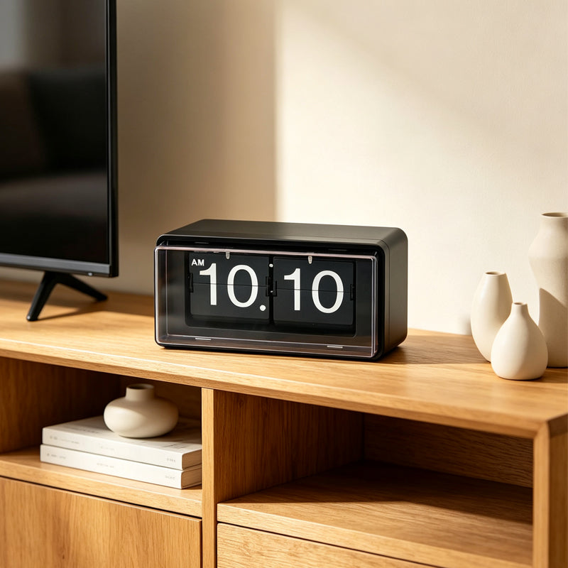 Lumora Modern Retro Desk Flip Clock with Automatic Page Display