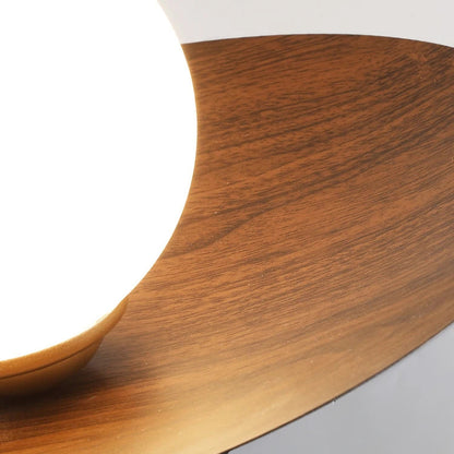 LuxRoyale Modern Wood Ceiling Light with White Globe Shade, Flush Mount Lamp
