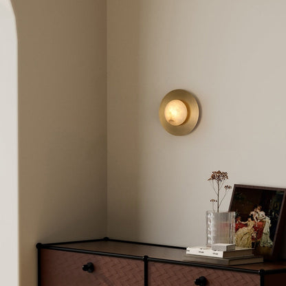 Royelux Modern Brass Round Wall Sconce - Elegant Ambient Light