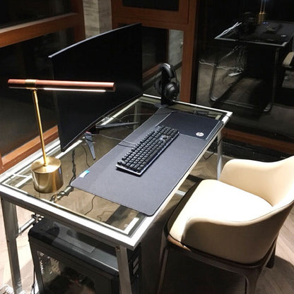 RoyaleGlow Minimalist Wood & Brass LED Desk Lamp - Modern Design for Home Office