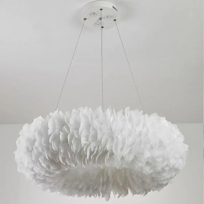 RoyaleGlow Nordic Feather Chandelier Modern LED Pendant Light for Living Room