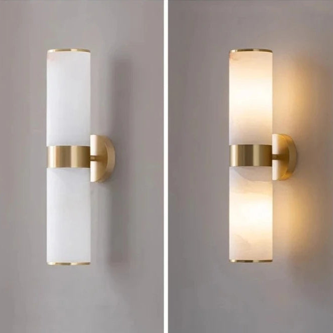 RoyaleGlow Modern Brass & Alabaster Wall Sconce - Elegant Up/Down Lighting