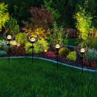 Rayvia Ornate Metal IP65 Solar Garden Stake Light with Cracked Glass Globe