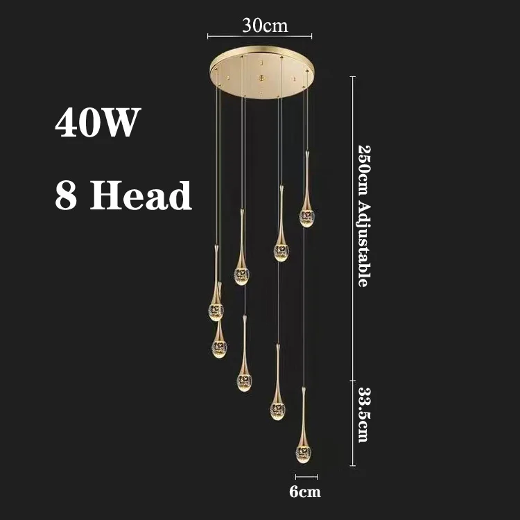 LuxRoyale Waterfall Gold LED Crystal Chandelier for Staircase Entryway