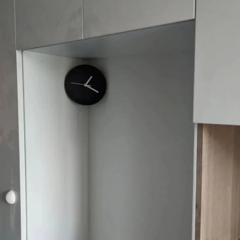 Royelux Contemporary Orange Wall Clock with Architectural Corner Fit