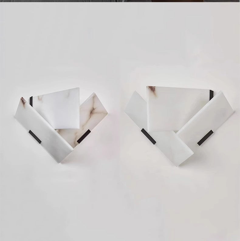 RoyaleGlow Modern Alabaster Wall Sconce Light - Natural Stone LED Fixture for Hallway & Bedroom