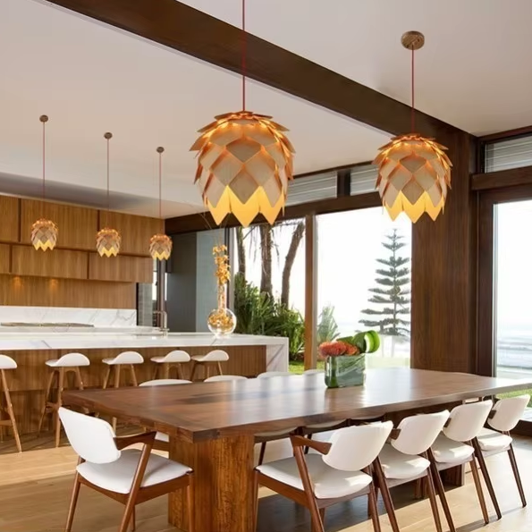 Lumora Pine Cone Wooden Pendant Light | Nordic Japandi Ceiling Lamp