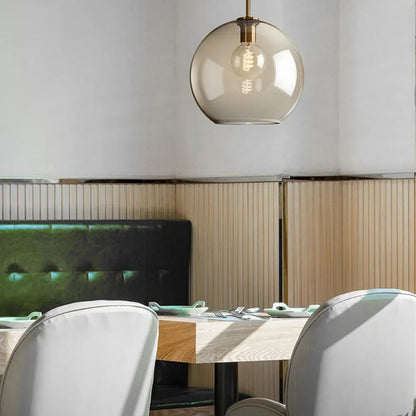 LuxRoyale Modern Glass Globe Pendant Light with Brushed Gold Accent
