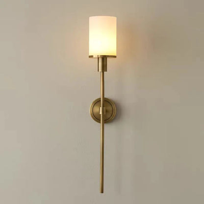Royelux Modern Alabaster Wall Sconce - Elegant Transitional Brass & Glass Light