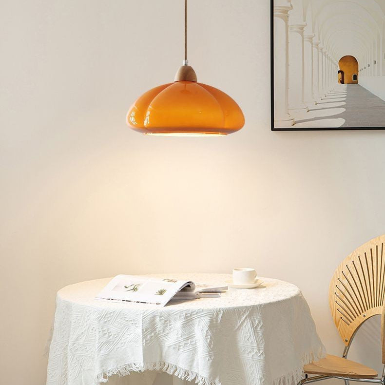 RoyaleGlow Retro Glass Pumpkin Pendant Light-Hanging Ceiling Lamp For Kitchen & Dining