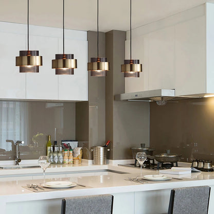 LuxRoyale Modern Gold & Glass Pendant Light for Dining Room or Kitchen Island