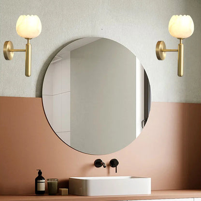 Royelux Brass & Alabaster Wall Sconce - Sculptural Floral Wall Lamp