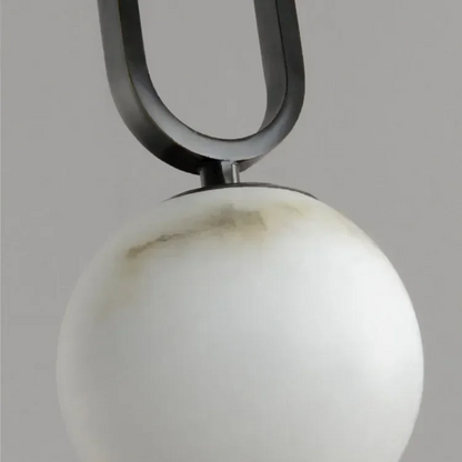 RoyaleGlow Alabaster Globe Pendant Light with Matte Black Loop Frame