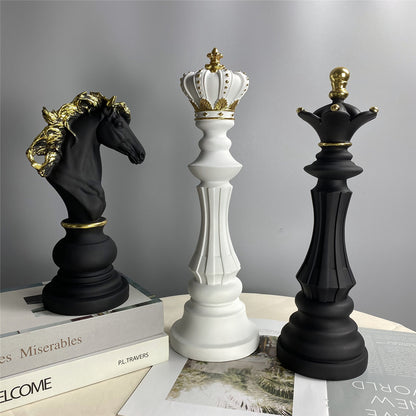 Royelux Modern Chess Statues - King, Queen & Knight Home Decor