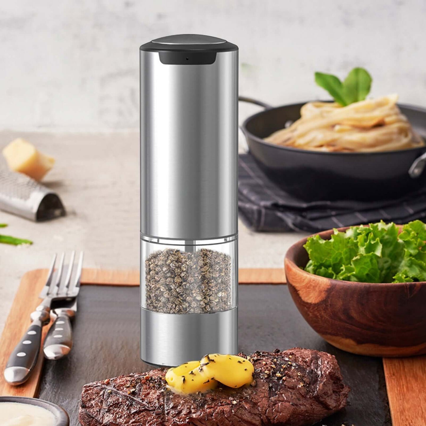 RoyallureElectric Salt & Pepper Grinder Set – Adjustable Coarseness, LED-Illuminated, One-Hand Use
