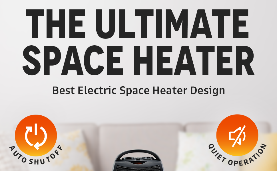 Royaleva Portable Electric Space Heater Super Quiet Oscillating Heater Fan Thermostat
