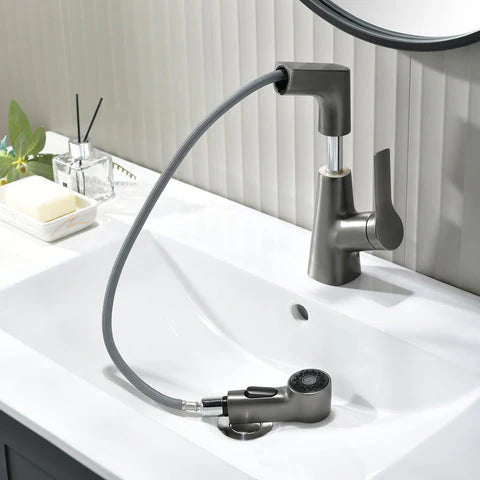 RoyaleGlow Bathroom Faucet With Rotating Retractable Hand Shower