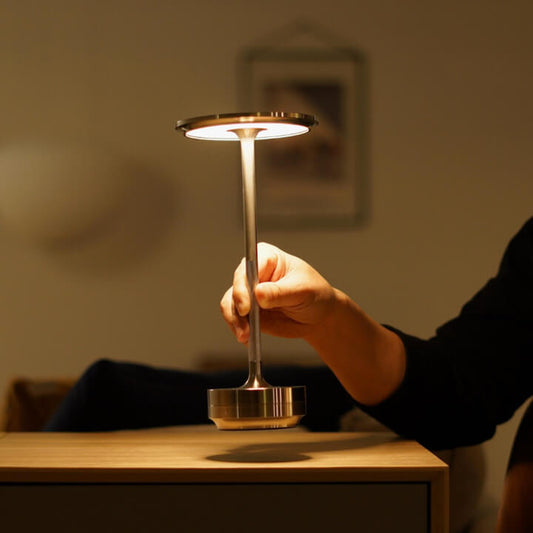 Luxlive Cordless Ambient Table Lamp - Metallic, Waterproof, Adjustable Brightness - Gold