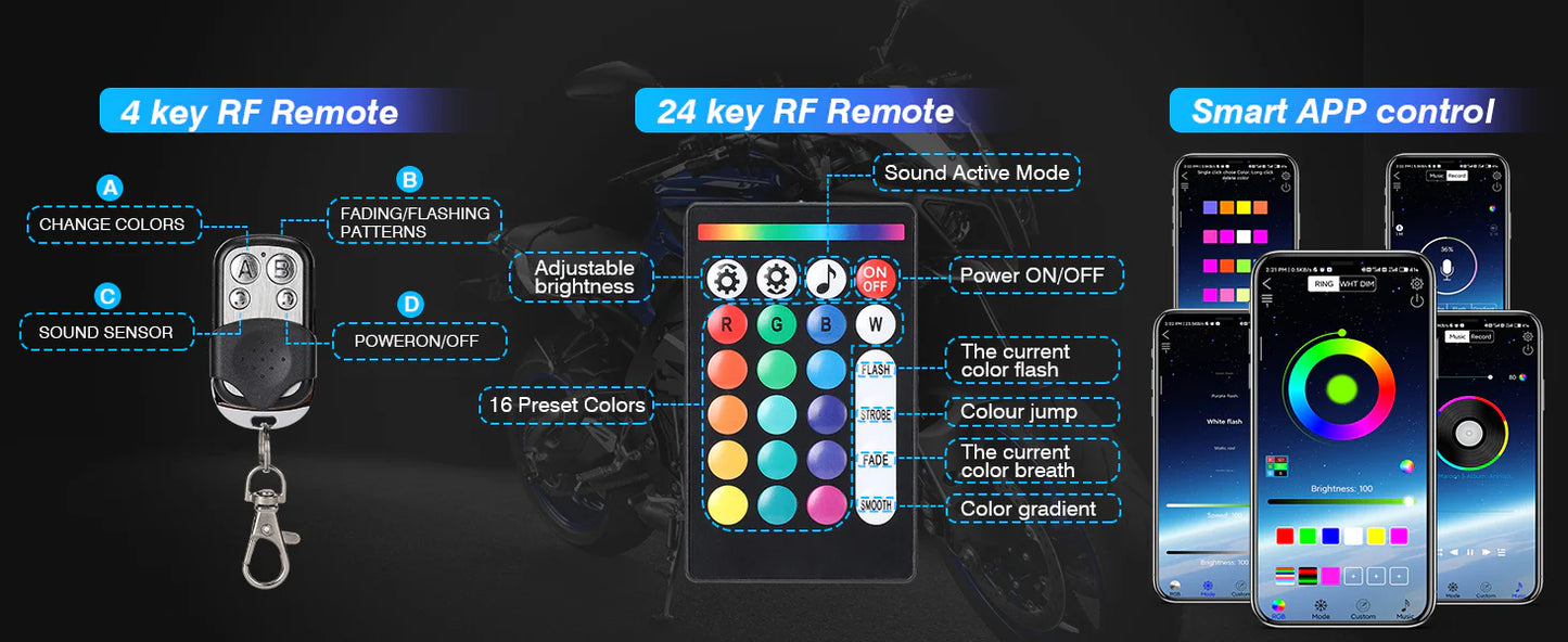 Luxora 12pcs Motorcycle Led Light Kit With Brake Light Turn Signal