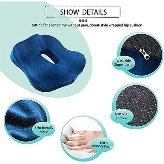 LuxRoyale Versatile Memory Foam Seat Cushion for Lower Back Pain Relief