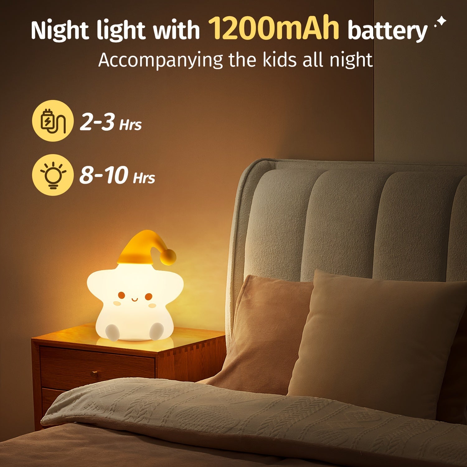 Adorable Night Light - Portable Silicone Star Lamp with 16 Color Changing Modes & Remote Control - Default Title